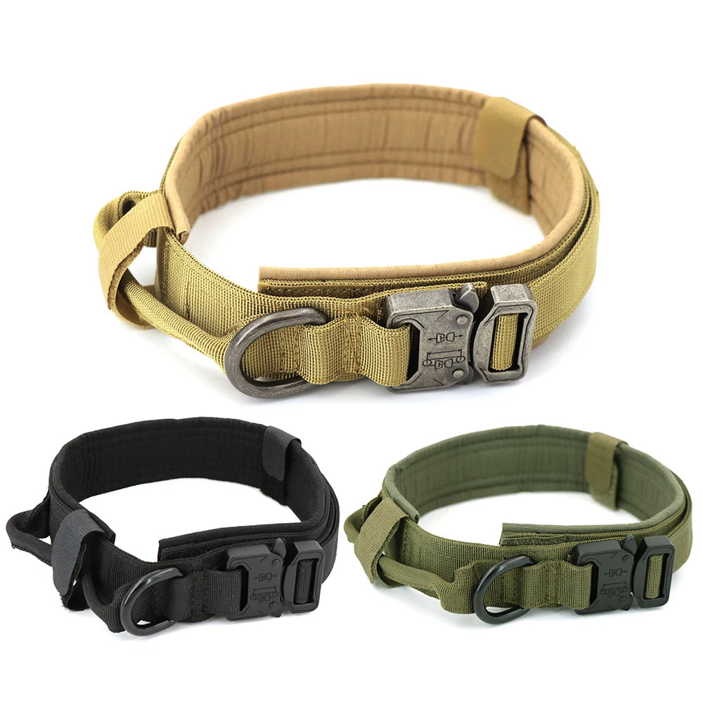 Tactical Dog Collar - Heavy-Duty Nylon with Handle for Training & Walking