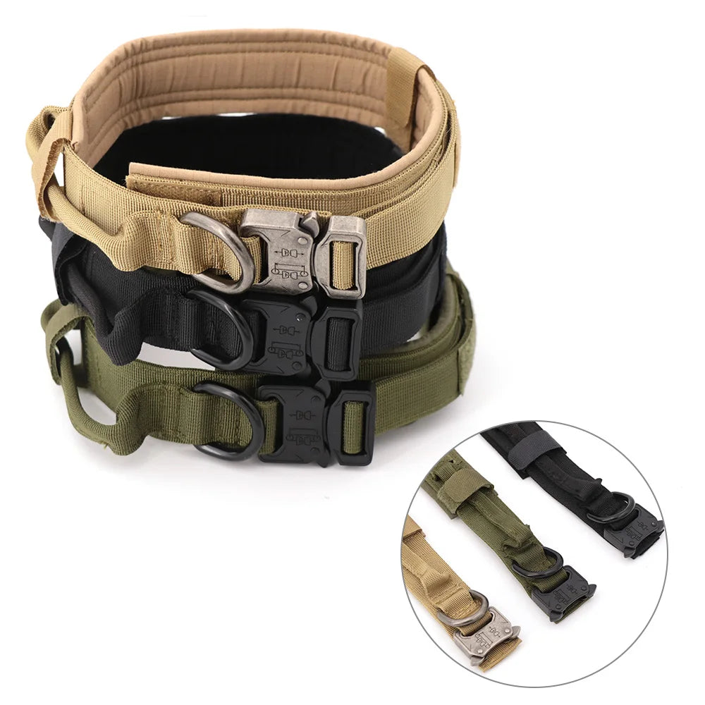 Tactical Dog Collar - Heavy-Duty Nylon with Handle for Training & Walking