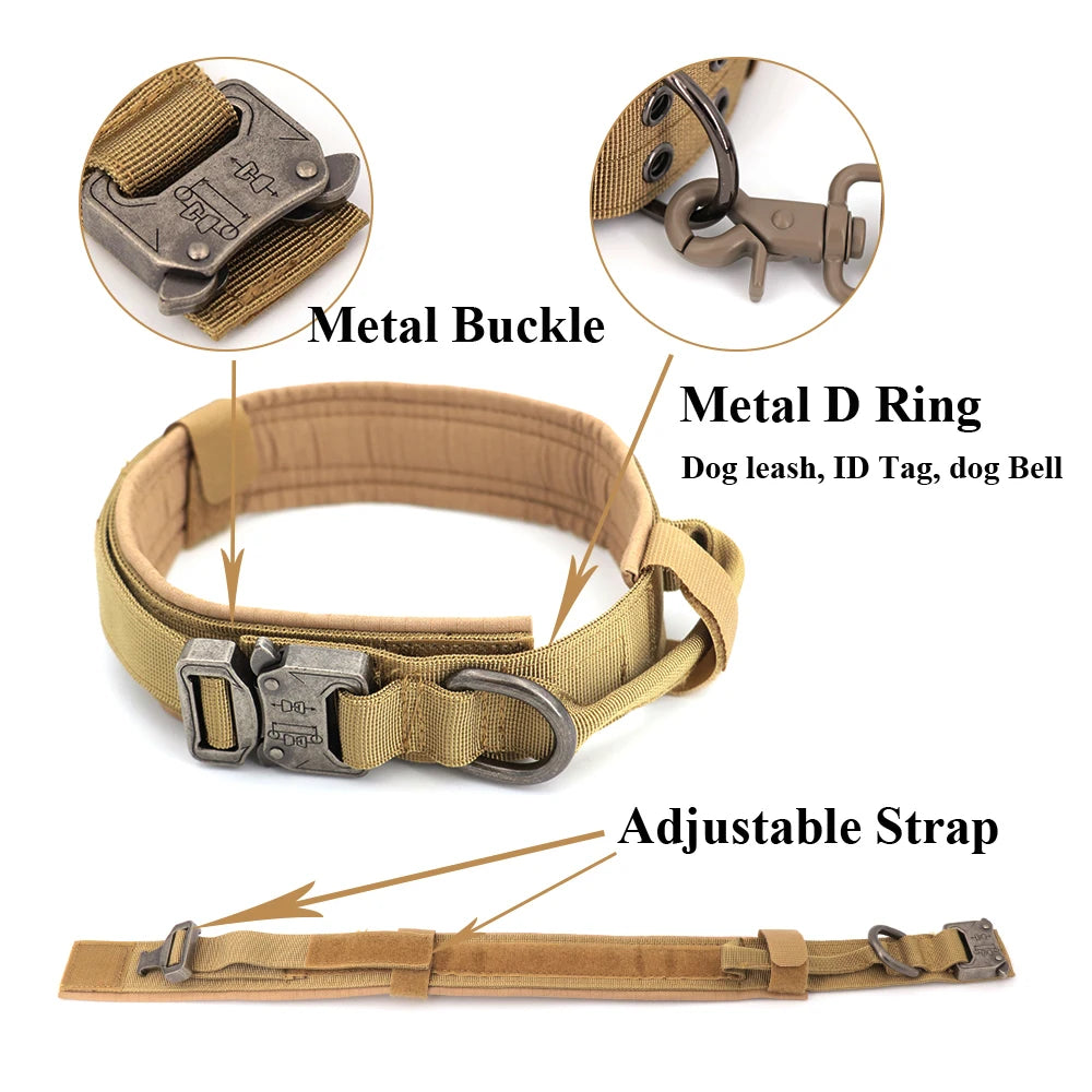 Tactical Dog Collar - Heavy-Duty Nylon with Handle for Training & Walking