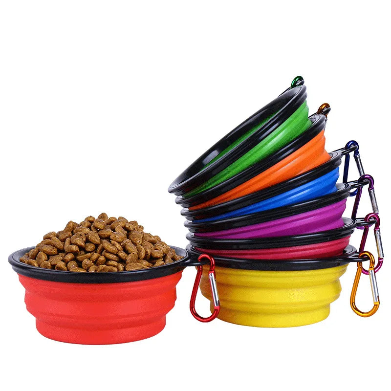 2-in-1 Travel Pet Feeder Bowl - Folding Silicone for Food & Water