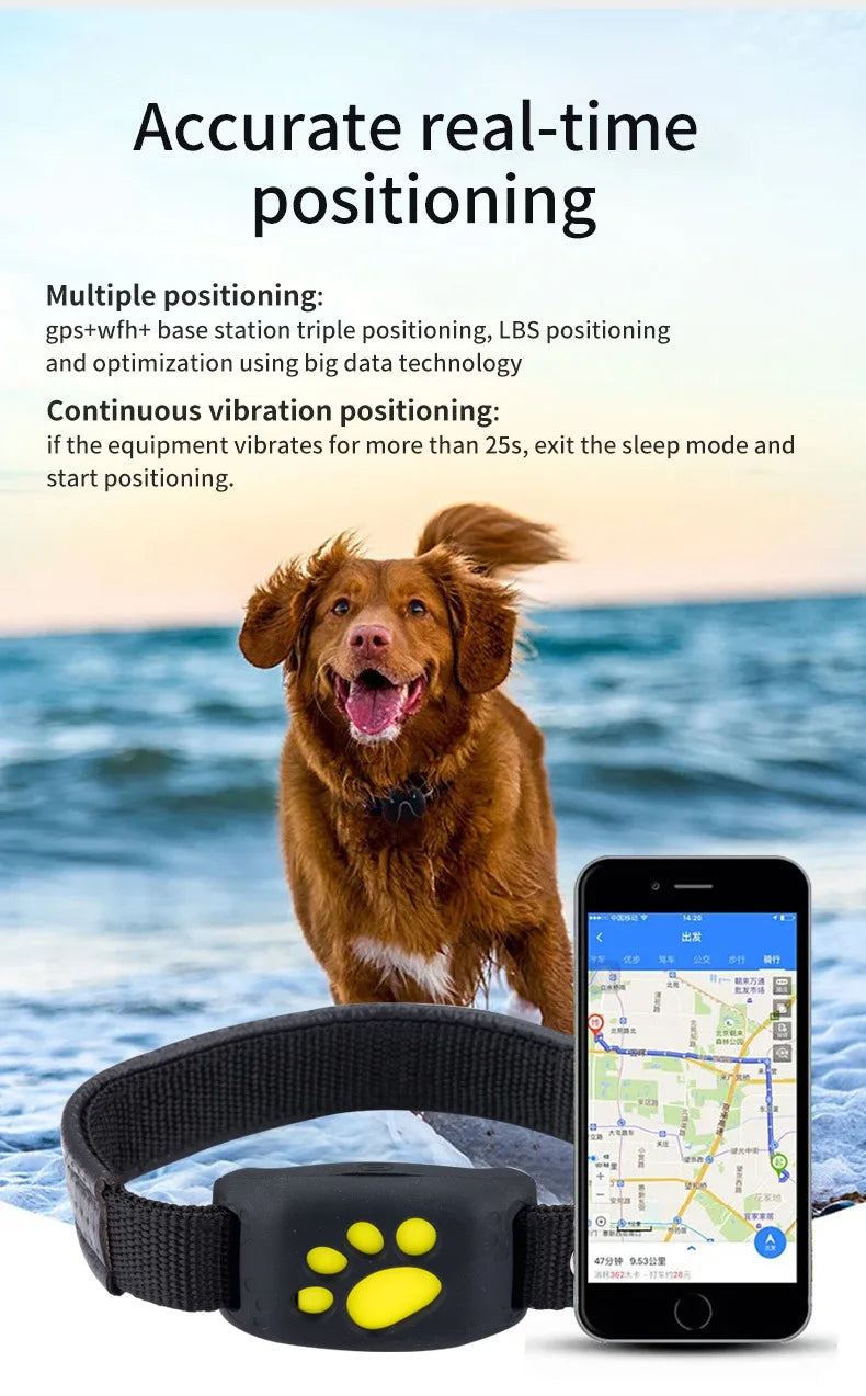 Smart Waterproof GPS Pet Tracker - Real-Time Locator for Dogs & Cats