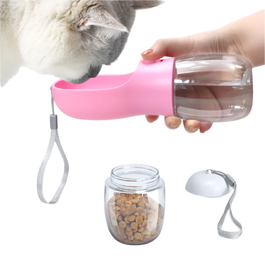 2-in-1 Dog Water & Food Bottle - Ideal for Travel & Outdoor Use