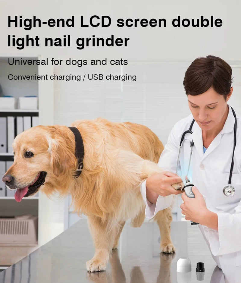 Pet Nail Grinder with LED Light - USB Rechargeable Grooming Tool