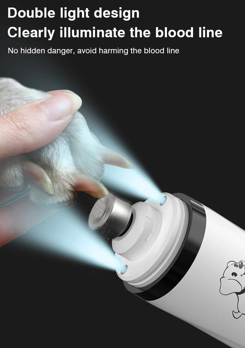 Pet Nail Grinder with LED Light - USB Rechargeable Grooming Tool