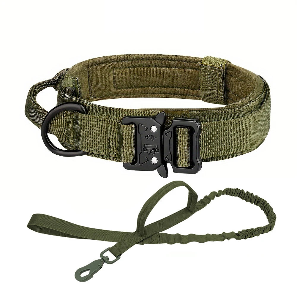 Tactical Dog Collar - Heavy-Duty Nylon with Handle for Training & Walking