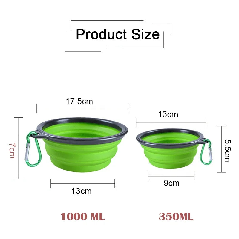 2-in-1 Travel Pet Feeder Bowl - Folding Silicone for Food & Water