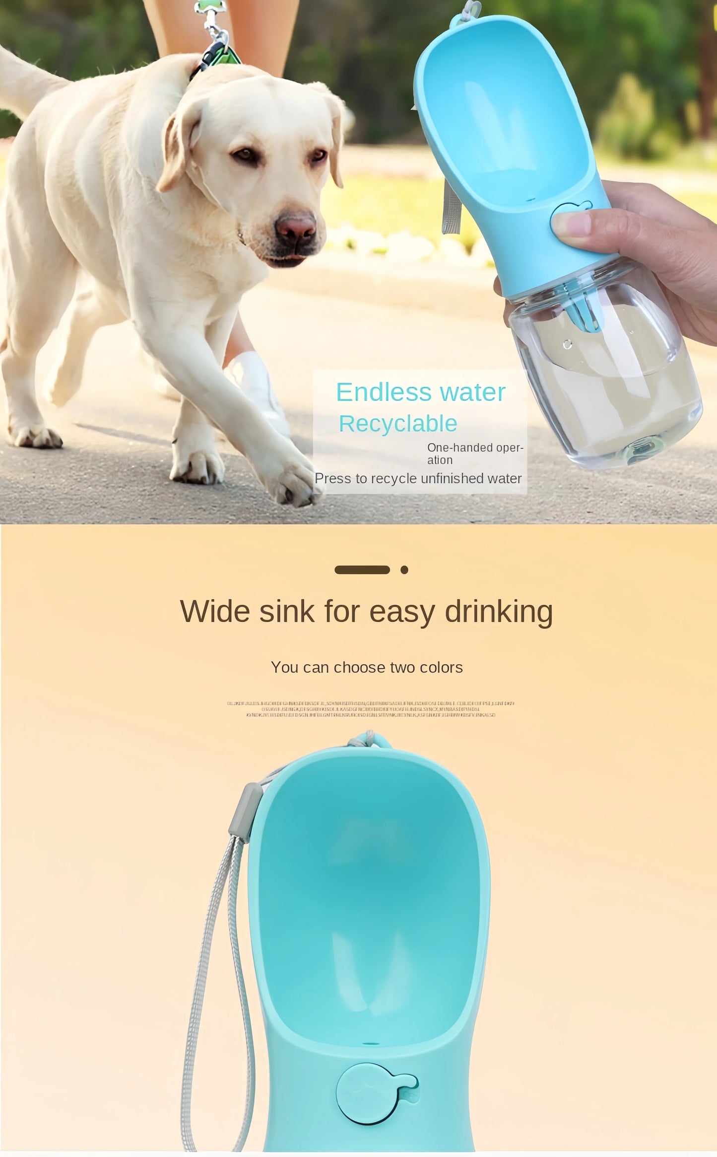 Portable Pet Water Bottle - Travel Dispenser for Dogs & Cats