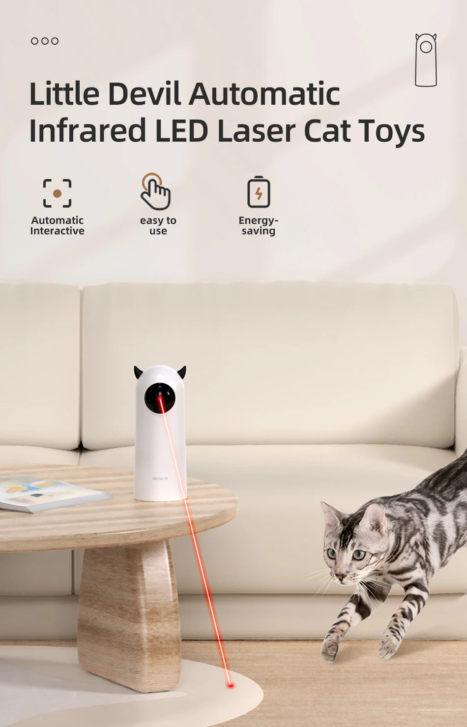 Automatic Cat Laser Toy - Interactive Smart Teasing Light for Pets