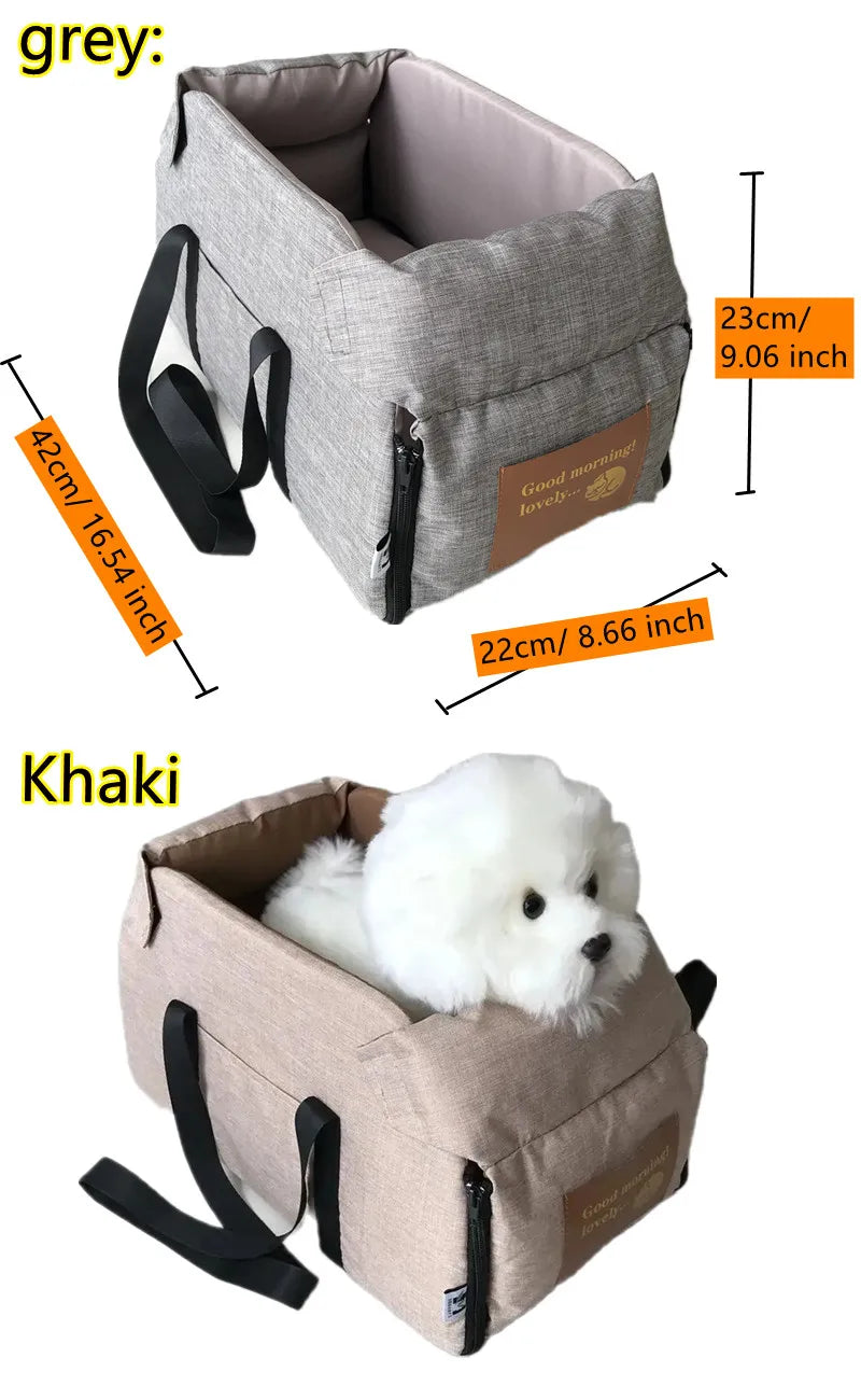 Portable Dog Car Seat Bed - Safety Travel Carrier for Small Dogs & Cats