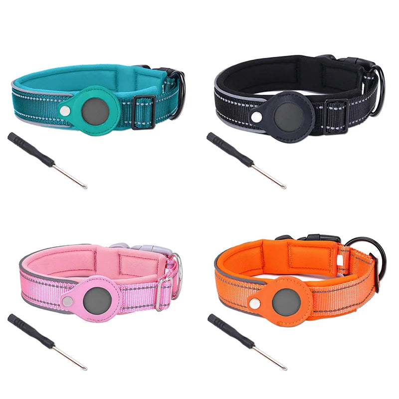 Anti-Lost Waterproof Dog Collar - Reflective AirTag Case for Large Dogs