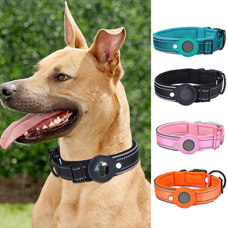 Anti-Lost Waterproof Dog Collar - Reflective AirTag Case for Large Dogs