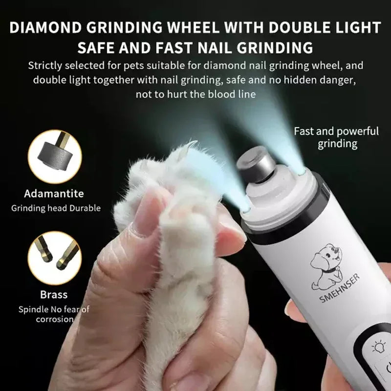 Pet Nail Grinder with LED Light - USB Rechargeable Grooming Tool