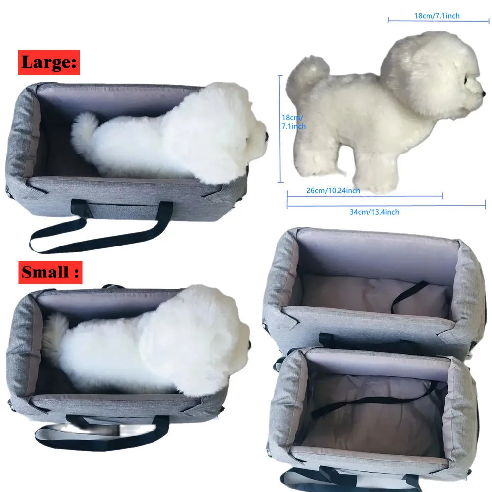 Portable Dog Car Seat Bed - Safety Travel Carrier for Small Dogs & Cats