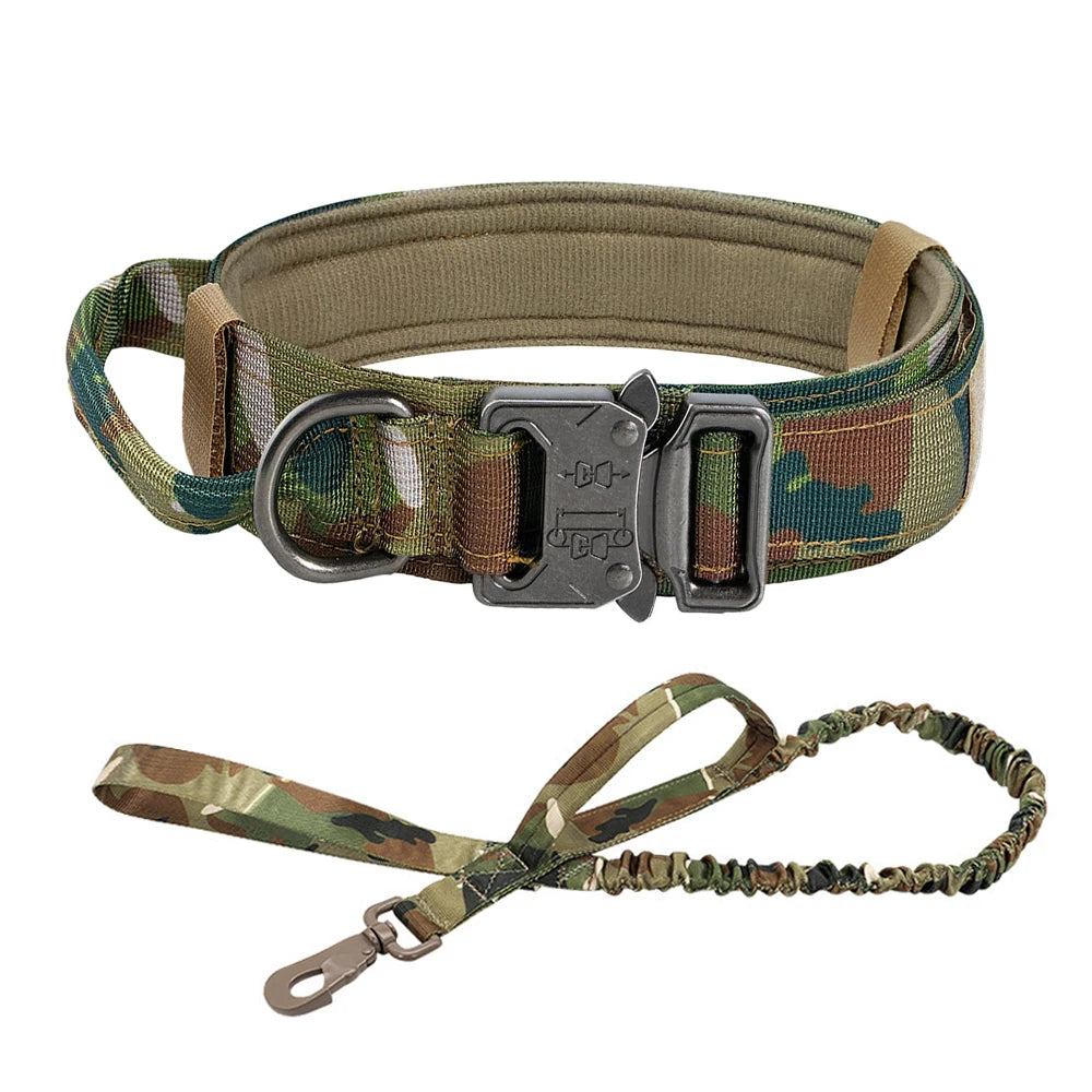 Tactical Dog Collar - Heavy-Duty Nylon with Handle for Training & Walking