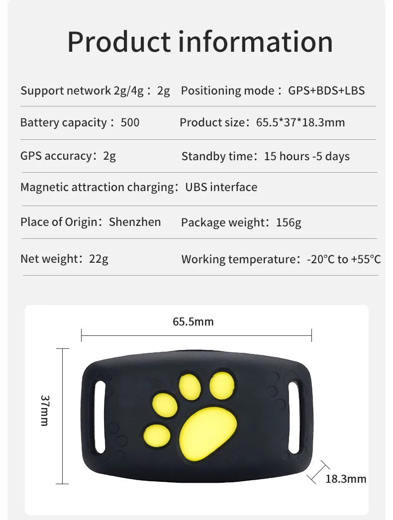 Smart Waterproof GPS Pet Tracker - Real-Time Locator for Dogs & Cats