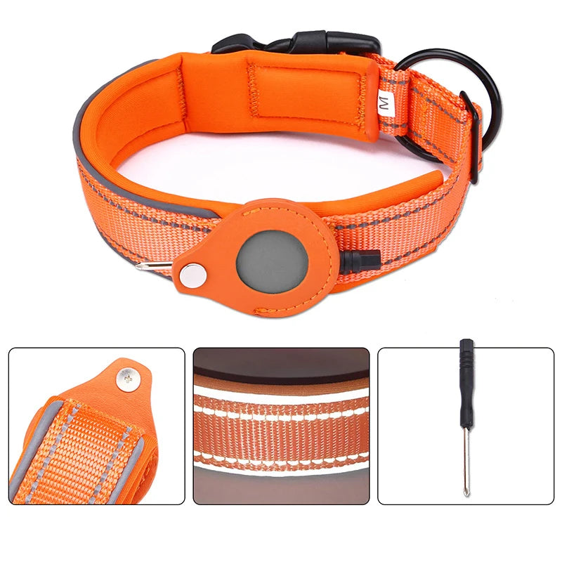 Anti-Lost Waterproof Dog Collar - Reflective AirTag Case for Large Dogs