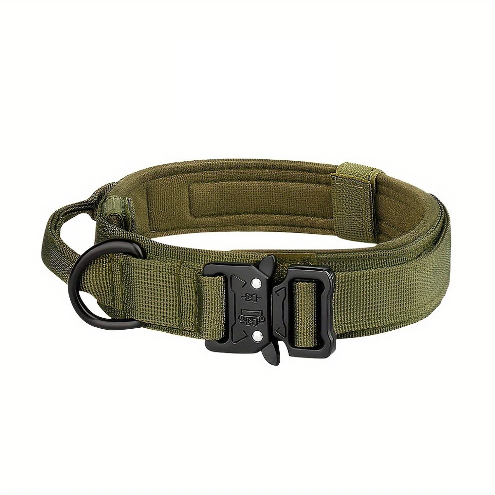 Tactical Dog Collar - Heavy-Duty Nylon with Handle for Training & Walking