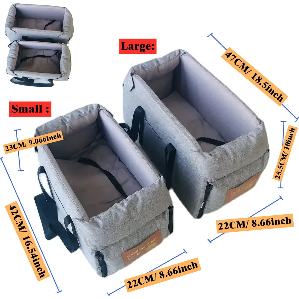 Portable Dog Car Seat Bed - Safety Travel Carrier for Small Dogs & Cats