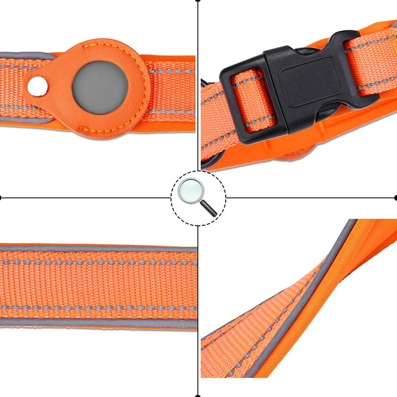 Anti-Lost Waterproof Dog Collar - Reflective AirTag Case for Large Dogs