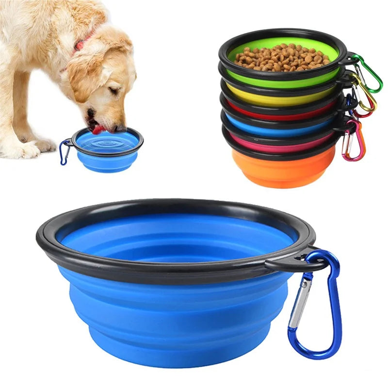 2-in-1 Travel Pet Feeder Bowl - Folding Silicone for Food & Water