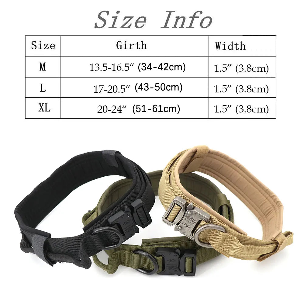 Tactical Dog Collar - Heavy-Duty Nylon with Handle for Training & Walking